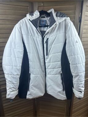 Tec-One Explorer Women’s 2X White Black Hooded Puffer Ski Jacket Plus Size